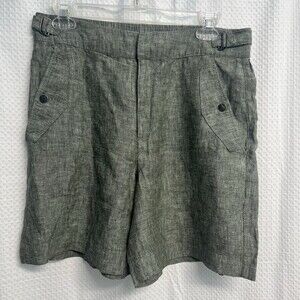 Athleta Women’s Voyager 100% Linen Aspen‎ Olive Shorts 8 Classic Casual